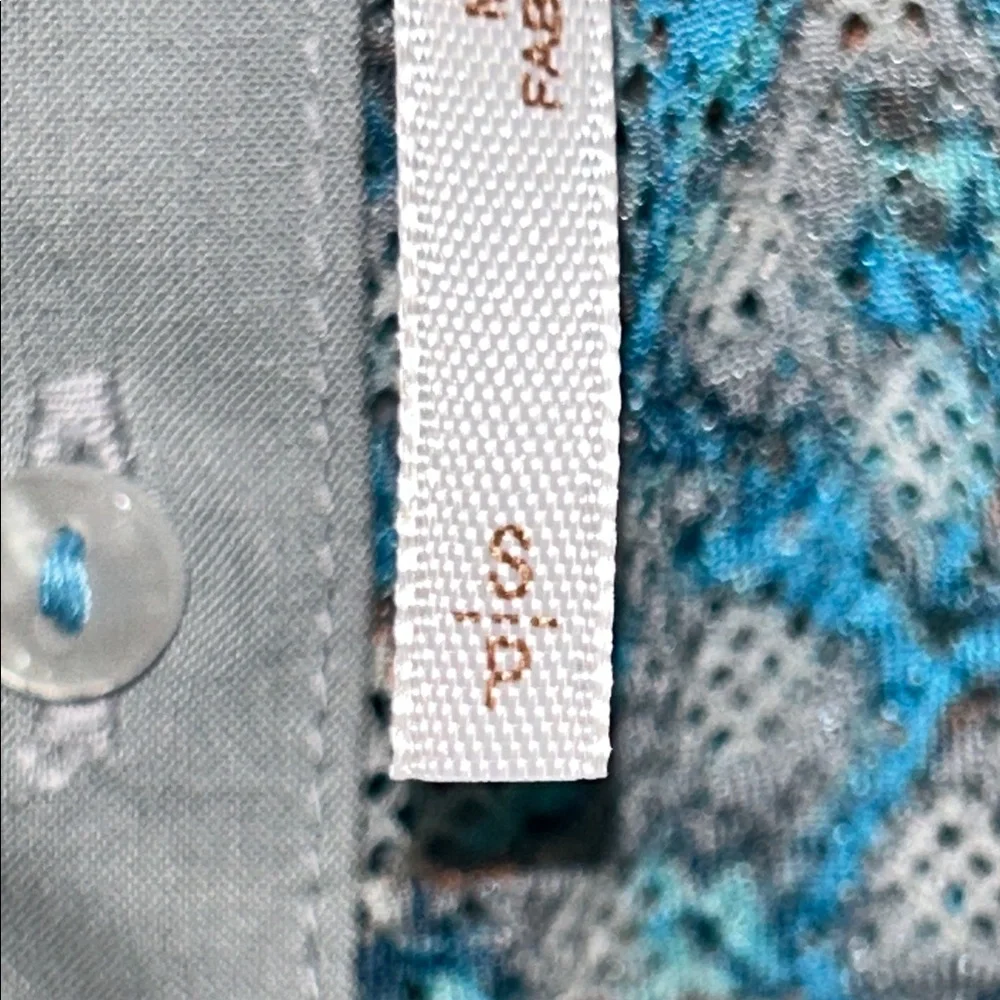 Free People Astra Peasant Teal and Peach Patterned Blouse S